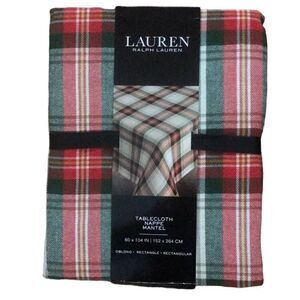 NEW Ralph Lauren 60 x 104” Plaid Christmas Tablecloth